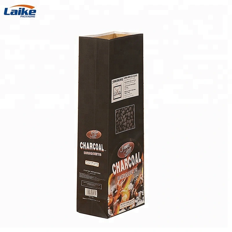 Brown kraft paper packaging charcoal bag 3kg 4kg 5kg charcoal briquet packing bag