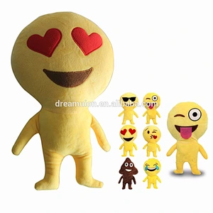 Home Sofa Decor Emoji Emoticon Cushion Key ring Plush Toys Yellow Face Round