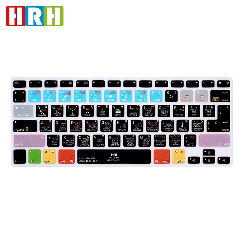 hot sale 2018 Logic Pro X Functional Silicone Keyboard Russian Skin laptop skin covers For Macbook Pro 13 Retina for mac pro 15