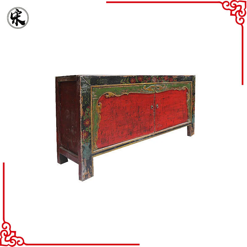 beijing chinese antique rustic wood painted furniture