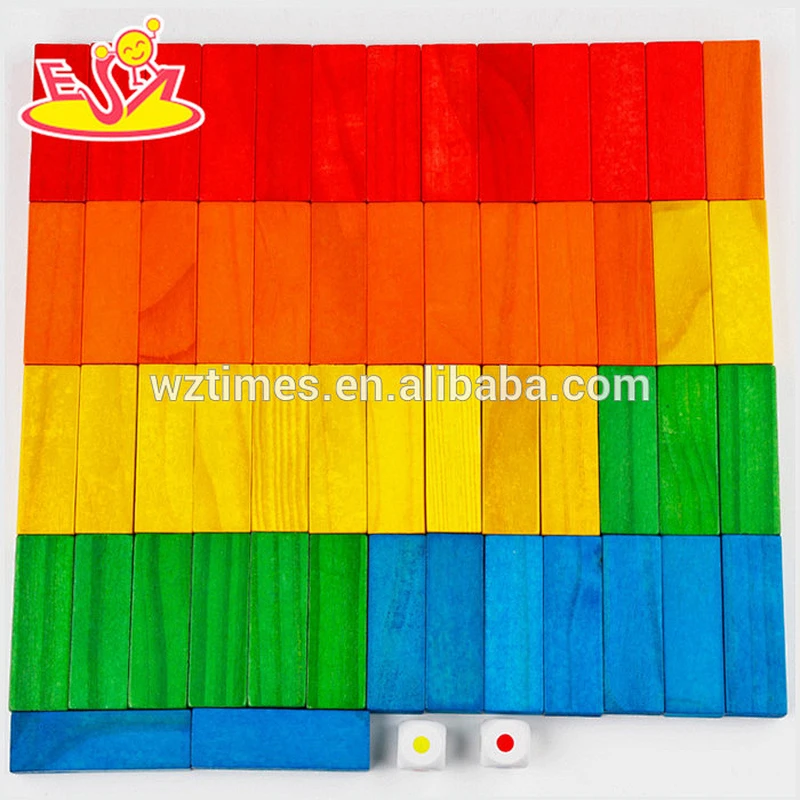 Venta al por mayor 54 UNIDS niños de madera de construcción de ladrillos juego de juguete colorido niños apilar de madera de construcción de ladrillos juego de juguete W13D154
