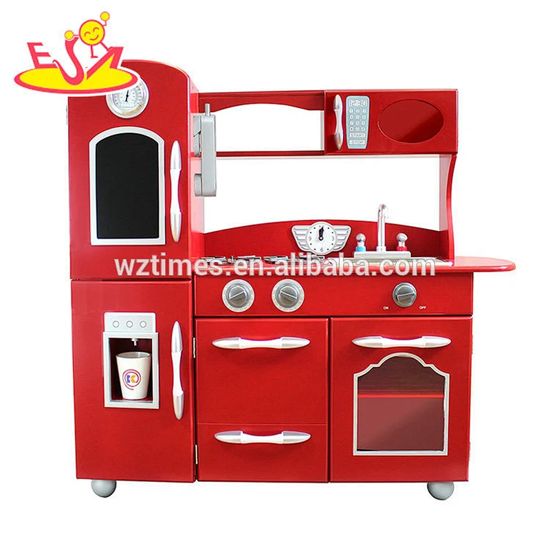 2018 Großhandel Kinder Spielzeug Holzspielzeug Küche Spielset in roter Farbe W10C365