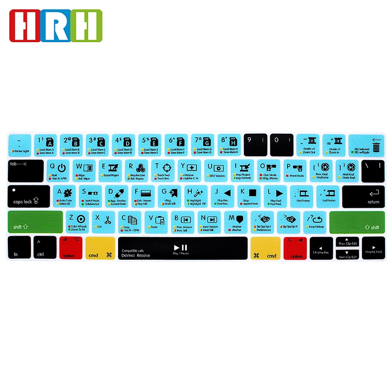 Ali baba Online Shopping Soft davinci Resolve Shortcuts Silicone Keyboard Cover for macbook pro skin For macbook pro touch bar