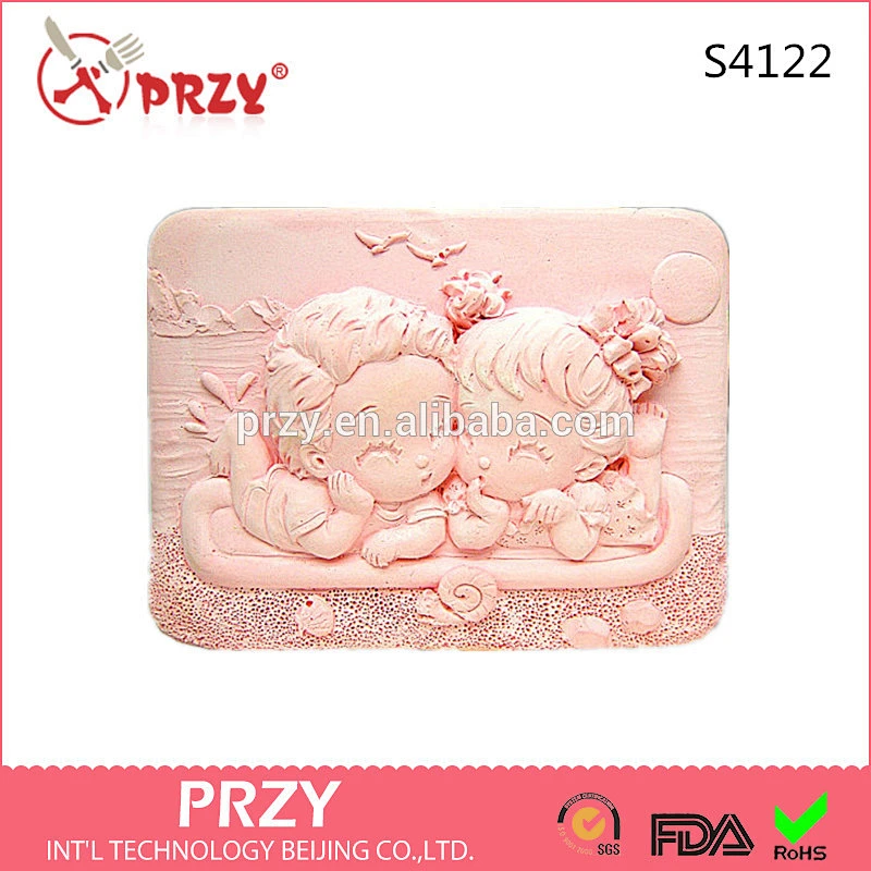 S4122 PRZY 2D Silicone Soap Mold - Country Couple at Seashore Silicone Candle Mold