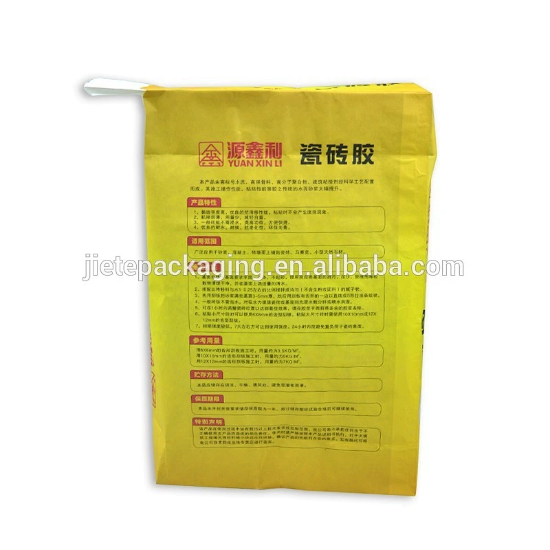 flat square bottom glue kraft paper bag with valve 20kg