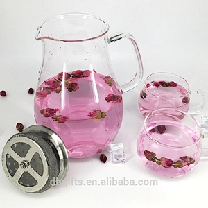 Wholesale 1.9L custom round glass teapot with stainless steel filter for juice coffee