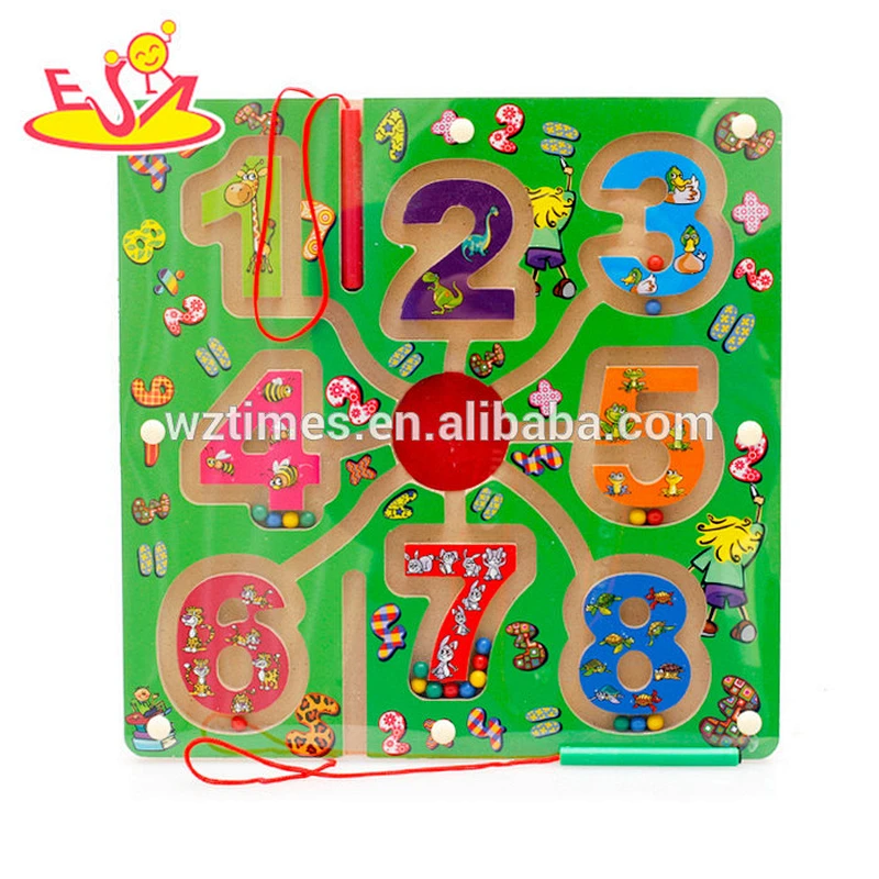2018 wholesale baby wooden magnetic number maze funny kids wooden magnetic number maze best child magnetic number maze W11H019