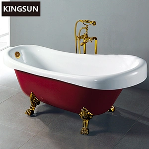 K-8885A Factory Wholesale Price Indian Woman Bathing Red Bathtub With Four Legs