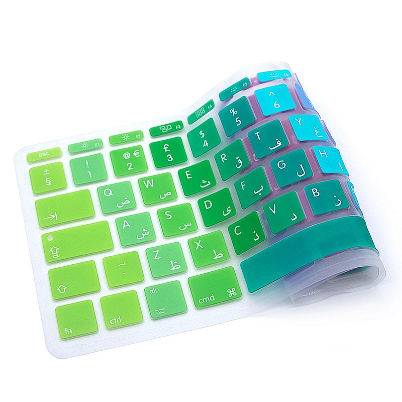 Silicone Rainbow Laptop Arabic language keyboard covers Keyboard skin keyboard protector For Macbook Air A1465 EU Version