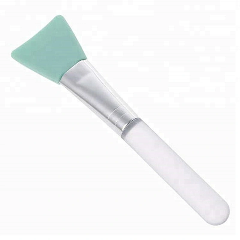 Wholesale white plastic handle flat silicone face/facial mask applicator brush
