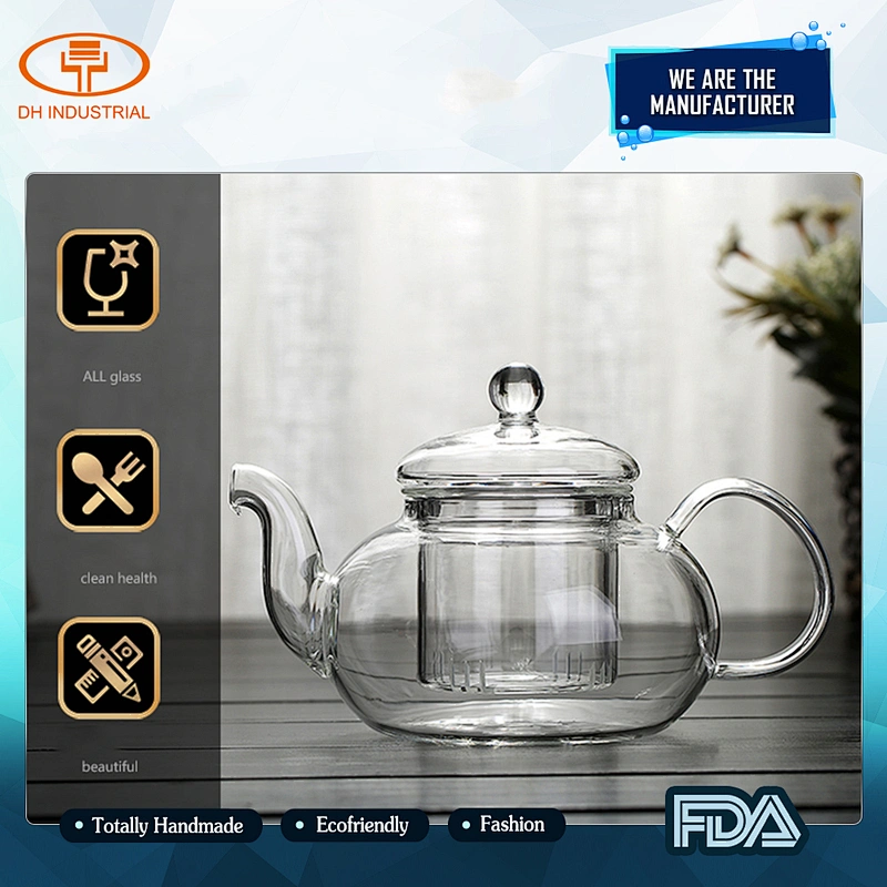 Guangzhou manufactory cheap price glass tea pot tea kettle with filter