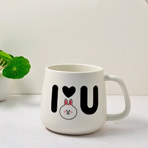 2019 fashion design rabbit pattern heat sensitive color changing mug heart shape travel mug unique color changing coffee mug
