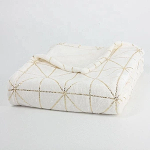 100% Polyester Foil printed shiny Flannel Blanket Throw