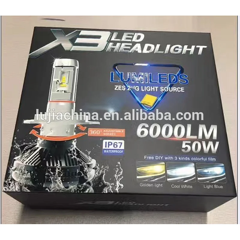 X3 series 9005 LED 6000lm H4 LED headlamp 50w car headlight for corolla accessories BULBS