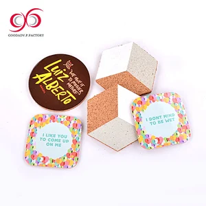 Hot sale mdf +cork backed coaster printing round promotional absorbent paper beer coasters