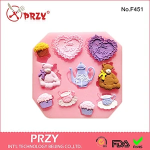 Tea Cups Set Desin Fondant Silicone Mold