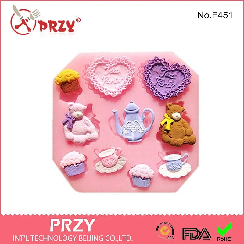 Tea Cups Set Desin Fondant Silicone Mold