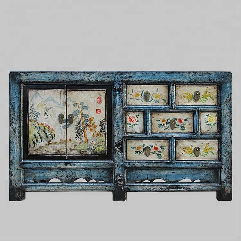 beijing chinese antique reproduction distressed painted storage furniture