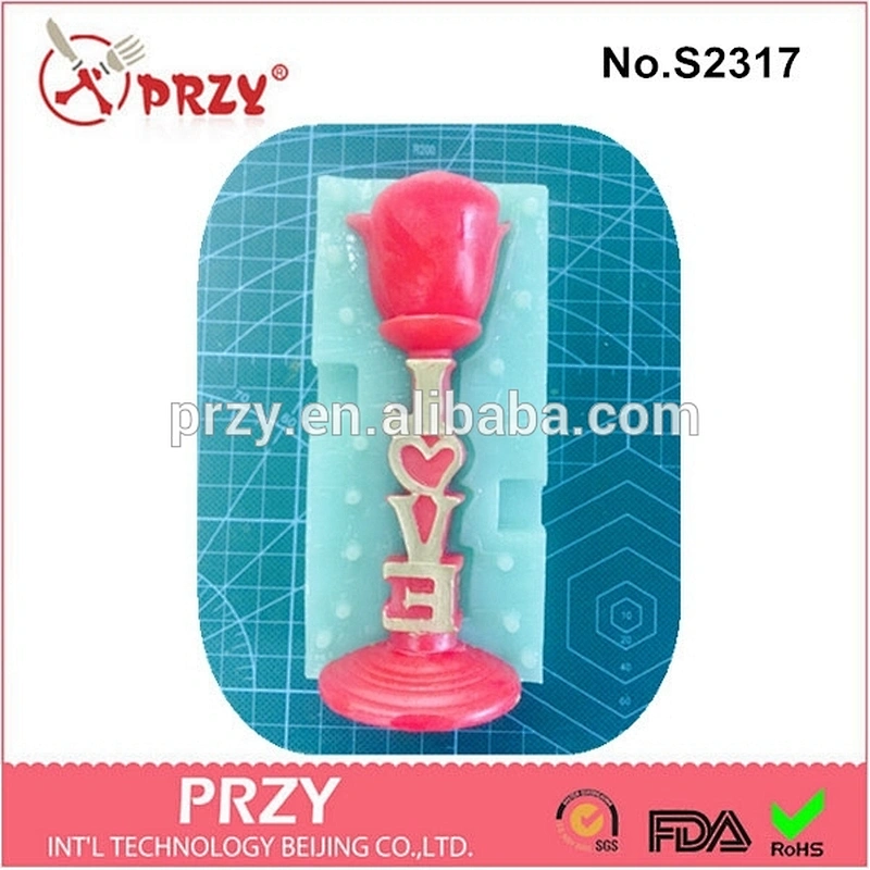 Newest handmade rose shaped silicone candelabrum mold
