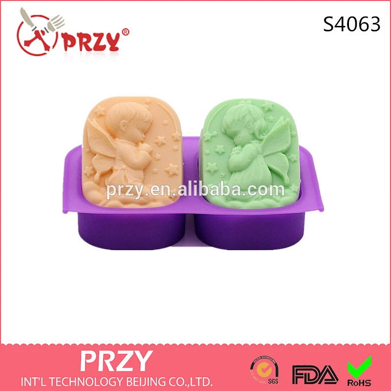S4063 Double hole men and women praying Angel hot featured DIY handmade soap homemade SOAP material silicone mold