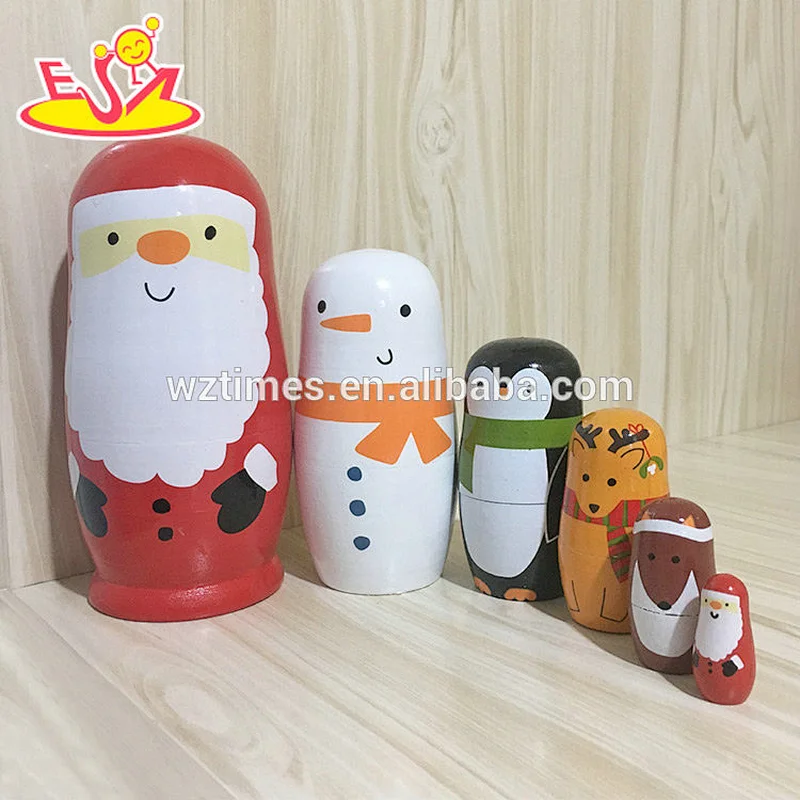 2018 Wholesale interesting nesting dolls 5 pcs wooden santa russian doll for kids W06D105