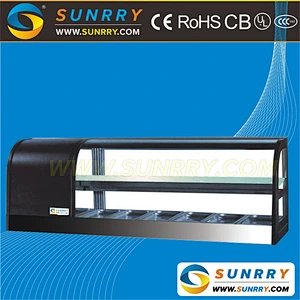 New Style Commercial Glass Mini Refrigerator Showcase Made Of Stainless Steel (SUNRRY SY-SS1800B)