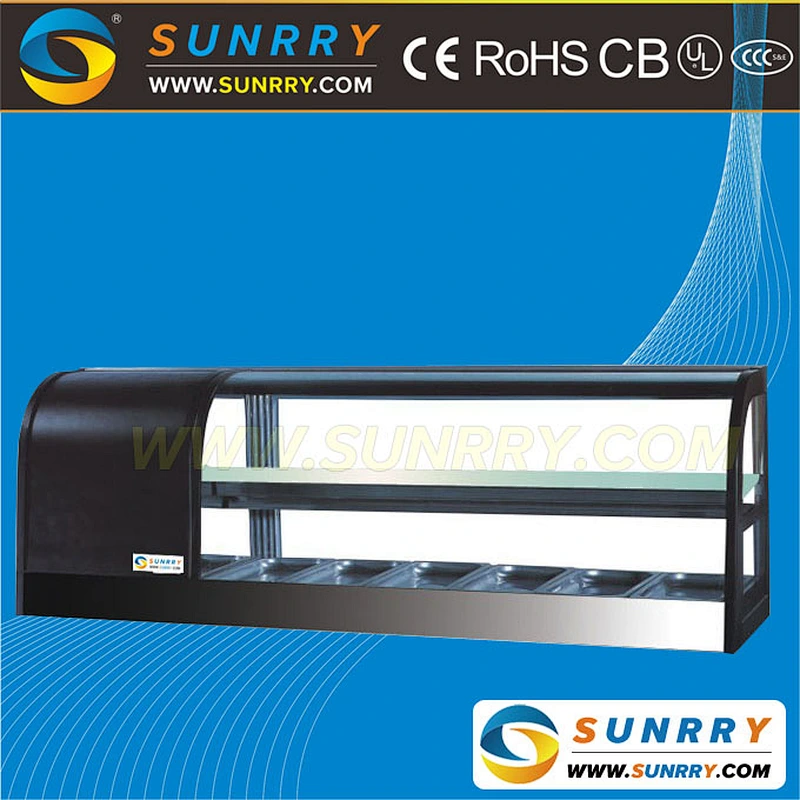 New Style Commercial Glass Mini Refrigerator Showcase Made Of Stainless Steel (SUNRRY SY-SS1800B)
