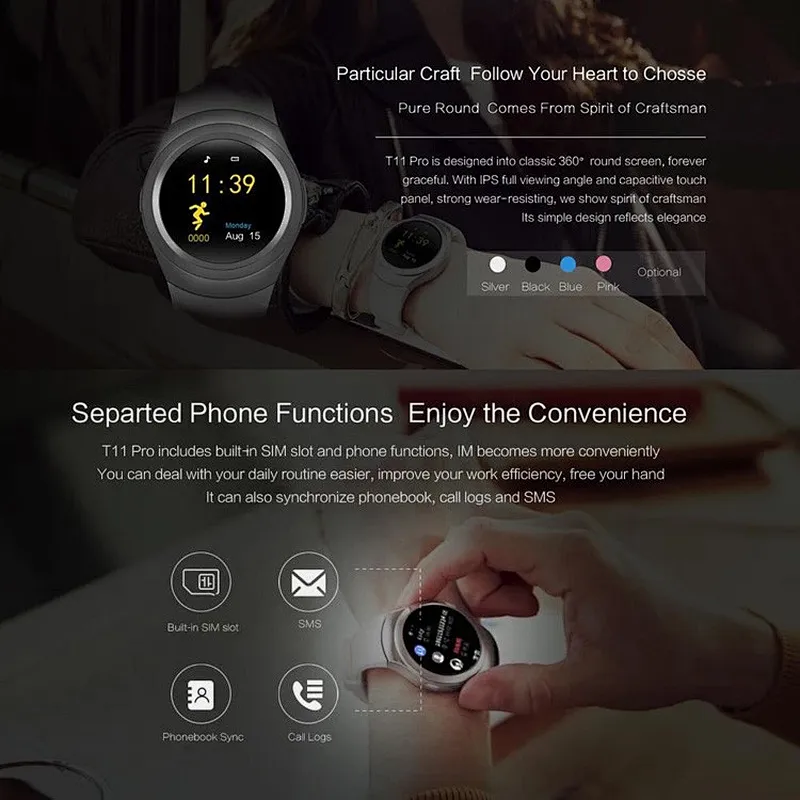 Fullscreen round smart watch with high quality 2019 new fashion fitness smart android watch