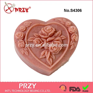 S4306 rose heart shape handmade silicone soap mould heart shape soap molds for sell