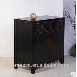 recycle pine wood antique style black chinese sideboard