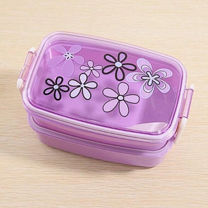 Free Sample Microwave Leakproof Food Container Plastic Bento with Compartment Customized Logo Double Layers Lunch Box