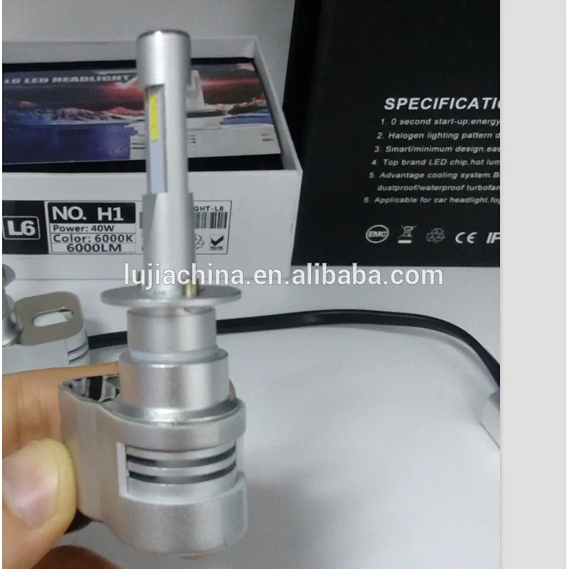 Lujia Super bright all in one design cars accessories L6 Y22 H1 40w 6000k 12000lm car led headlight for T5 Y19 H4 H7 H11 land cr