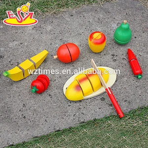 Wholesale role play wooden cutting food toy funny wooden cutting food toy for kids W10B106