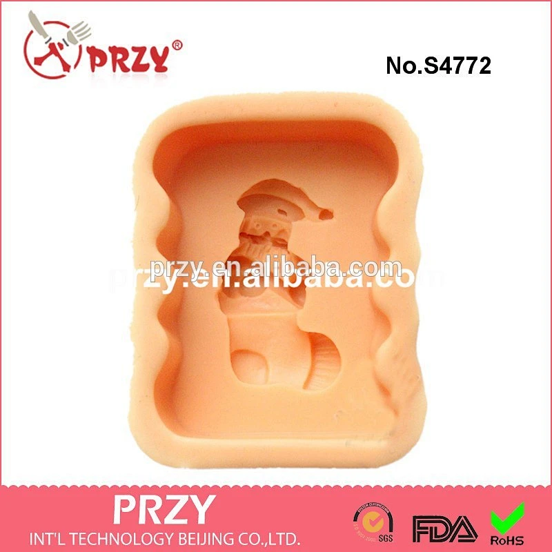 S4772 flexible customized designs Christmas series Santa Claus decorative handmade silicone soap molds