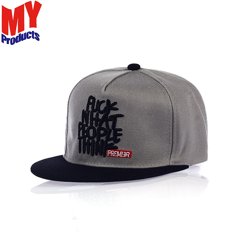 Custom snapback brim 6 panel 3d embroidery snapback hat and cap
