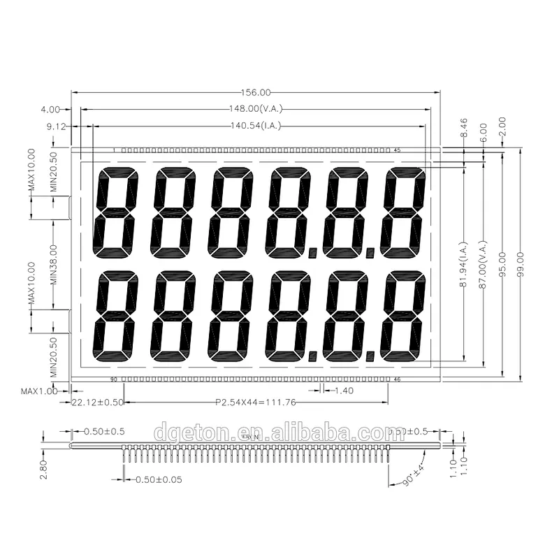 12 digits Large 7 segment display Custom Fuel Dispenser LCD Display