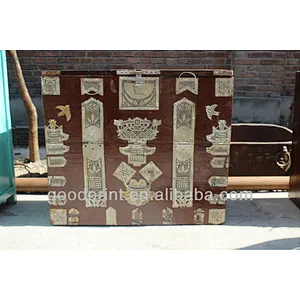 Chinese Antique Wood Chest Riveted