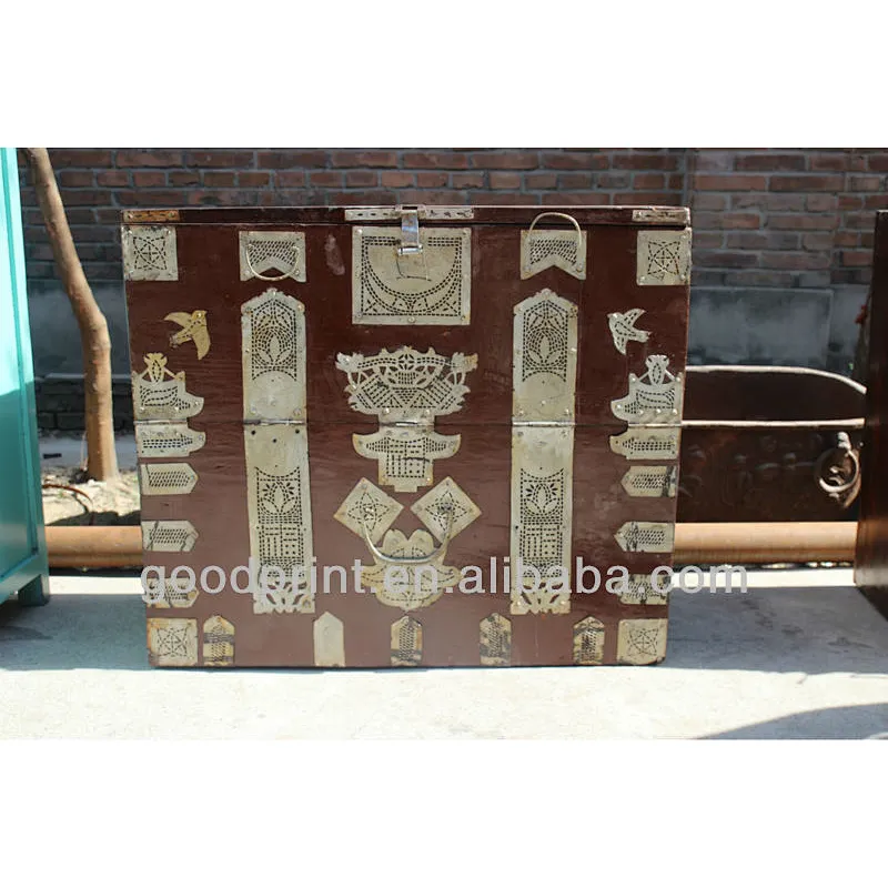 Chinese Antique Wood Chest Riveted