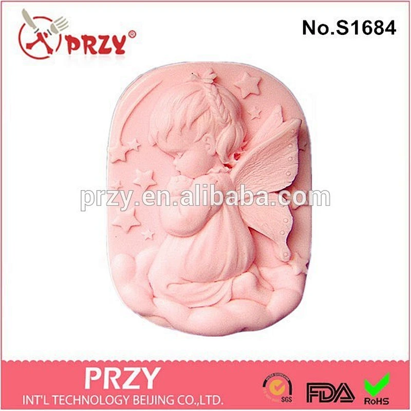 S1684 PRZY praying silicone soap mold angel