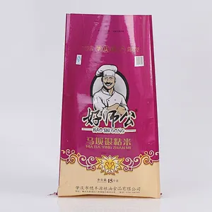 Custom color printing woven bag 15 kg for rice packaging