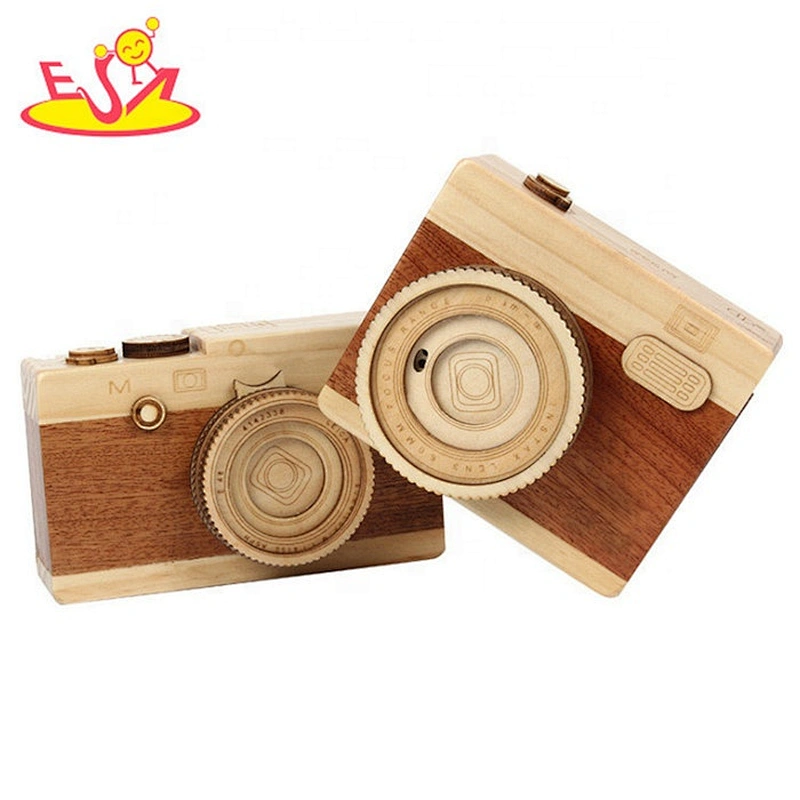 Creative camera shape wooden music box for kids W07B061