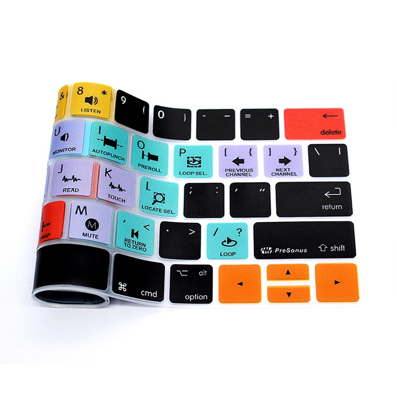 Waterproof custom silicone keyboard protector Studio One Shortcuts Keyboard cover 13inch for macbook pro covers Pro touch bar
