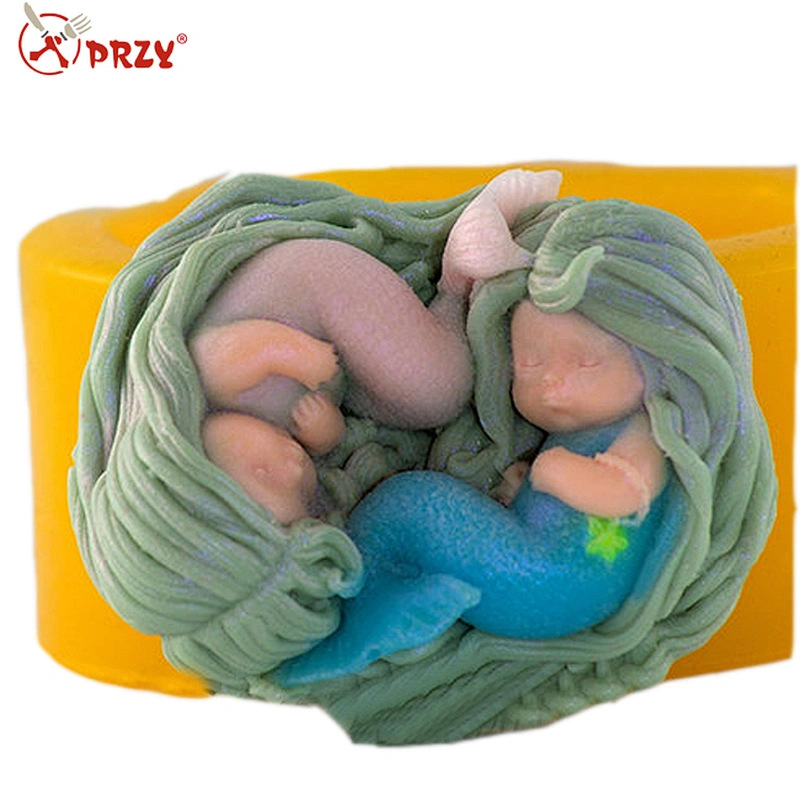 two mermaids 3d soap mold silicone mold for soap handmade DIY silicone mould