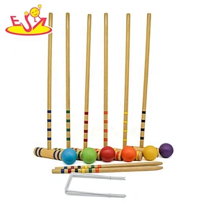 Premium garden 6 playe wooden kids croquet set for outdoor W01D018