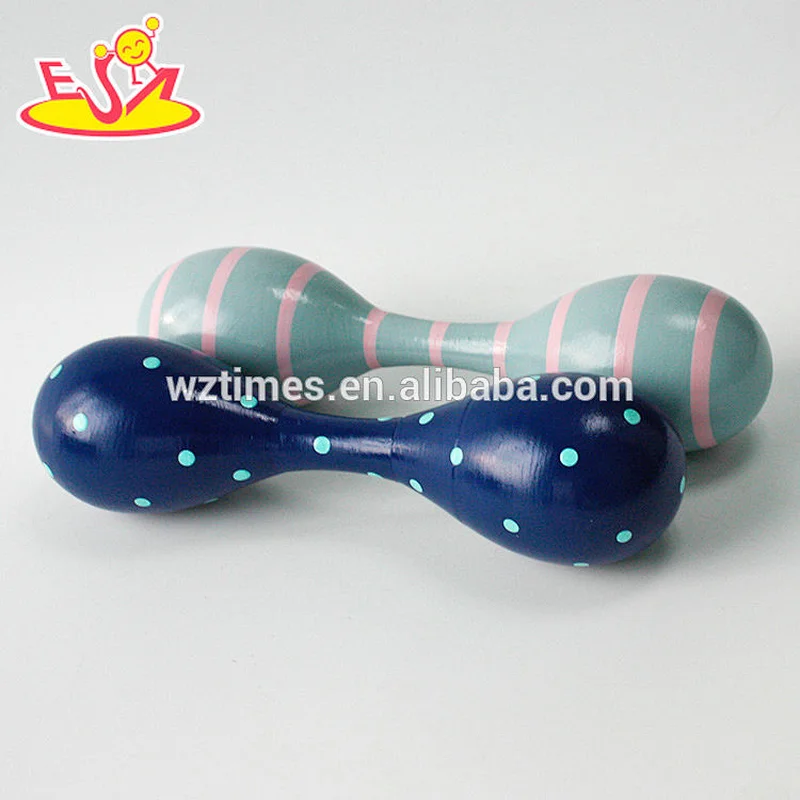 Wholesale custom euro style double heads wooden shaking maracas W07I129
