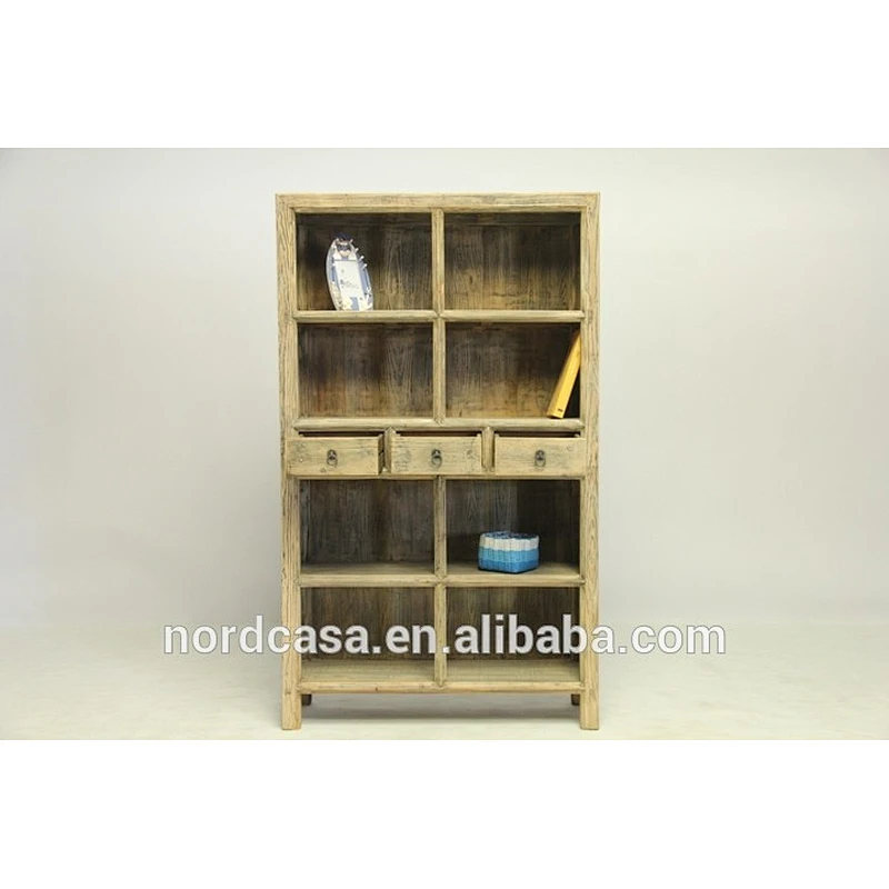 Antique recycle solid wood bookcase