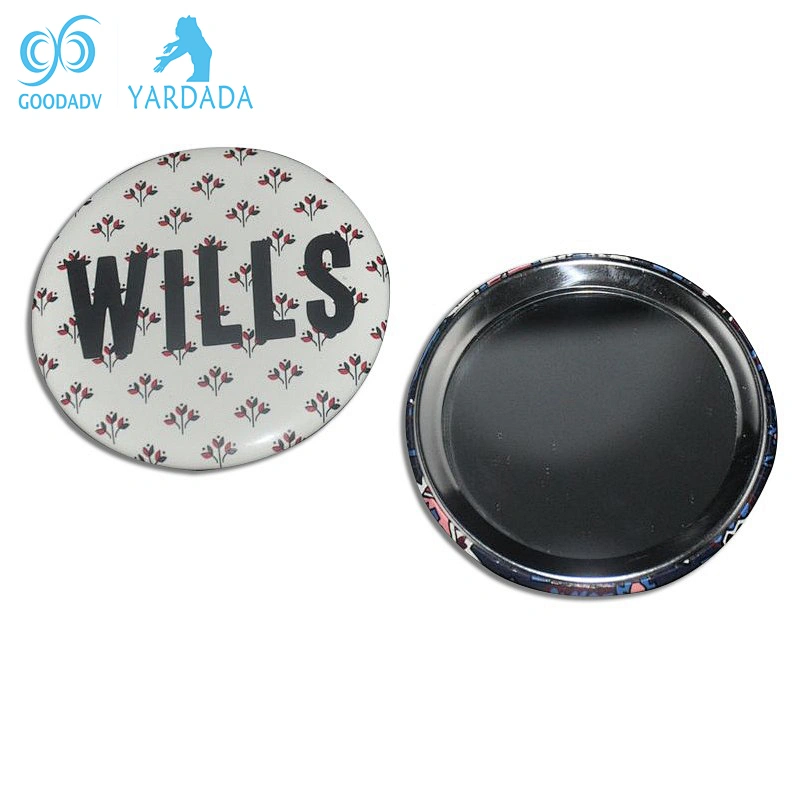 Personalized single side hand mirror promotion custom round tin mirror