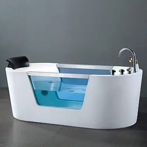 Fashionable one people bathtub tempered glass freestanding bathtub