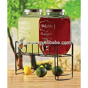 high quality 4L glass dispenser with metal lid