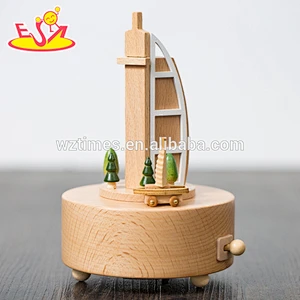 New design castle shape wooden music box for kids best sale wooden music box for kids W07B047